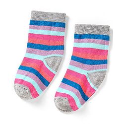 Cute Walk by Babyhug Cotton Anti Bacterial Ankle Length Socks Heart & Stripes Design Pack of 5 - Multicolour