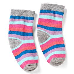 Cute Walk by Babyhug Cotton Anti Bacterial Ankle Length Socks Heart & Stripes Design Pack of 5 - Multicolour