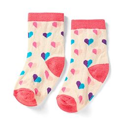 Cute Walk by Babyhug Cotton Anti Bacterial Ankle Length Socks Heart & Stripes Design Pack of 5 - Multicolour