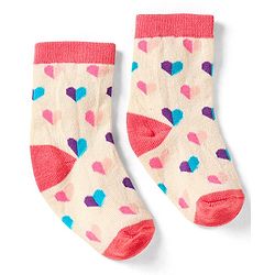 Cute Walk by Babyhug Cotton Anti Bacterial Ankle Length Socks Heart & Stripes Design Pack of 5 - Multicolour