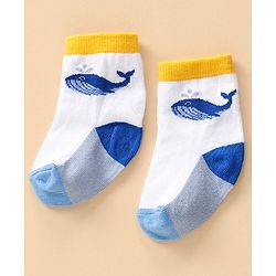 Cutewalk By Babyhug Anti Bacterial Ankle Length Socks Stripes & Whale Design Pack Of 5- Multicolor