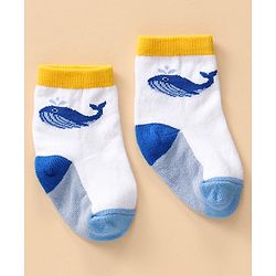 Cutewalk By Babyhug Anti Bacterial Ankle Length Socks Stripes & Whale Design Pack Of 5- Multicolor