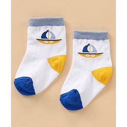 Cutewalk By Babyhug Anti Bacterial Ankle Length Socks Stripes & Whale Design Pack Of 5- Multicolor