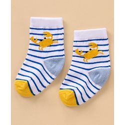 Cutewalk By Babyhug Anti Bacterial Ankle Length Socks Stripes & Whale Design Pack Of 5- Multicolor