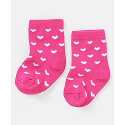 Cutewalk By Babyhug Anti Bacterial Ankle Length Socks Heart Design Pack Of 3- Multicolor