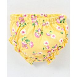 Babyhug 100% Cotton Knit Antibacterial Panties Stripes & Floral Print Pack Of 3 - Pink & Yellow