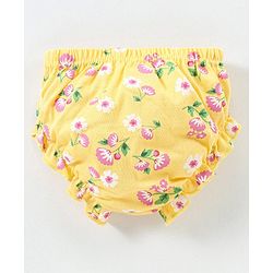 Babyhug 100% Cotton Knit Antibacterial Panties Stripes & Floral Print Pack Of 3 - Pink & Yellow