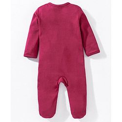 Babyhug Cotton Full Sleeves Sleepsuit Butterfly Print- Maroon