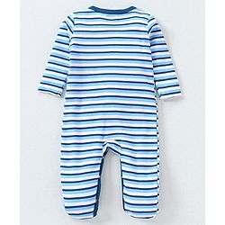 Babyhug Full Sleeves Sleep Suit Striped Pack of 2 - Blue