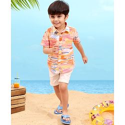 Babyhug 100% Cotton Half Sleeves Printed Shirt - Multicolor