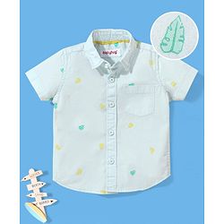 Babyhug 100% Cotton Woven Half Sleeves Shirt Leaf Print - White