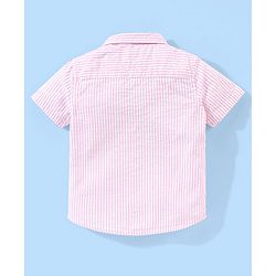 Babyhug 100% Cotton Woven Half Sleeve Striped Shirt - Pink