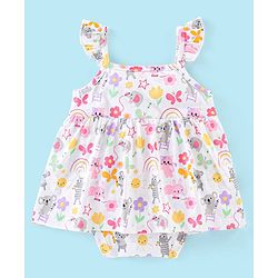 Babyhug 100% Cotton Knit Sleeveless Onesies with Hair Koala Print - White
