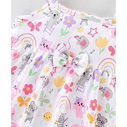 Babyhug 100% Cotton Knit Sleeveless Onesies with Hair Koala Print - White