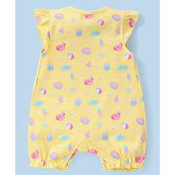 Babyhug 100% Cotton Half Sleeves Romper Ducky Print Pack of 2 - Yellow & Green