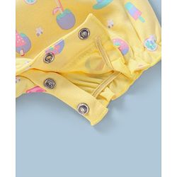 Babyhug 100% Cotton Half Sleeves Romper Ducky Print Pack of 2 - Yellow & Green