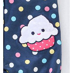 Babyhug Flutter Sleeves 100% Cotton Polka Dots Romper - Navy Blue