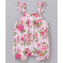 Babyhug 100% Cotton Sleeveless Romper Floral Print - Pink