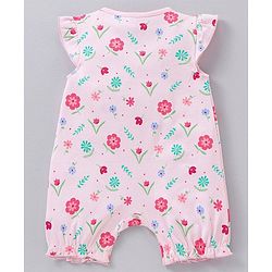 Babyhug 100% Cotton Short Sleeves Romper Floral Print - Pink
