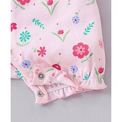 Babyhug 100% Cotton Short Sleeves Romper Floral Print - Pink