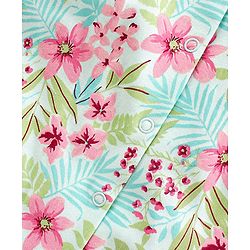 Babyhug 100% Cotton Knit Cap Sleeves Romper Floral Print - Light Blue & Pink