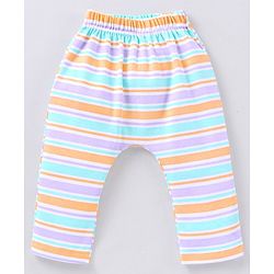 Babyhug Cotton Knit Footed Length Bootie Leggings Striped & Hippo Print Pack of 3 - Multicolour