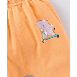 Babyhug Cotton Knit Footed Length Bootie Leggings Striped & Hippo Print Pack of 3 - Multicolour