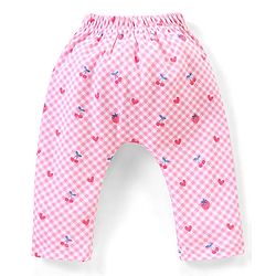 Babyhug Cotton Full Length Diaper Pants Floral & Fruit Print Pack Of 3 - Blue & Pink