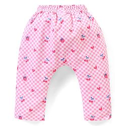 Babyhug Cotton Full Length Diaper Pants Floral & Fruit Print Pack Of 3 - Blue & Pink