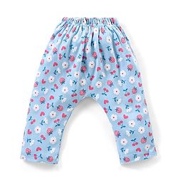 Babyhug Cotton Full Length Diaper Pants Floral & Fruit Print Pack Of 3 - Blue & Pink