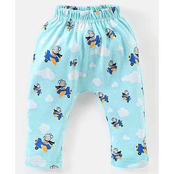 Babyhug Cotton Full Length Diaper Pants Stripes & Bear Print Pack of 3- Orange & Blue