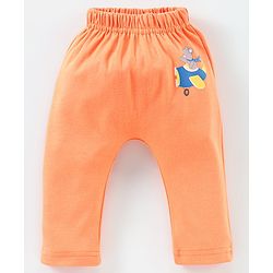 Babyhug Cotton Full Length Diaper Pants Stripes & Bear Print Pack of 3- Orange & Blue