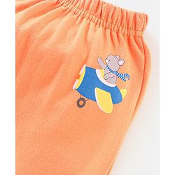 Babyhug Cotton Full Length Diaper Pants Stripes & Bear Print Pack of 3- Orange & Blue