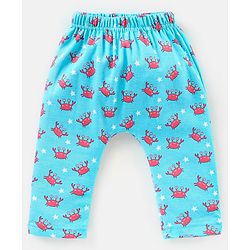 Babyhug Cotton Full Length Diaper Pants Crab & Stars Print Pack of 3 - White & Blue