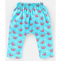 Babyhug Cotton Full Length Diaper Pants Crab & Stars Print Pack of 3 - White & Blue