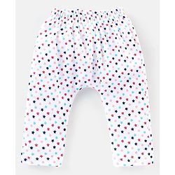 Babyhug Cotton Full Length Diaper Pants Crab & Stars Print Pack of 3 - White & Blue