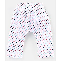 Babyhug Cotton Full Length Diaper Pants Crab & Stars Print Pack of 3 - White & Blue