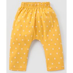 Babyhug Cotton Knit Full Length Diaper Leggings Pack of 3 Paper Planes & Stars Print - Pink Yellow & Sky Blue