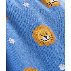 Babyhug Cotton Full Length Diaper Pants Stripes & Lion Print Pack of 3 - Blue & Yellow