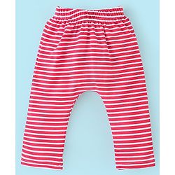 Babyhug Cotton Knit Full Length Striped Diaper Pants Fruits Print Pack of 3 - Red White & Blue