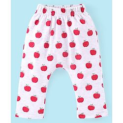 Babyhug Cotton Knit Full Length Striped Diaper Pants Fruits Print Pack of 3 - Red White & Blue