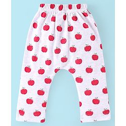 Babyhug Cotton Knit Full Length Striped Diaper Pants Fruits Print Pack of 3 - Red White & Blue