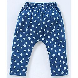 Babyhug Cotton Full Length Diaper Pants Panda & Star Print Pack Of 3 - Blue and Green