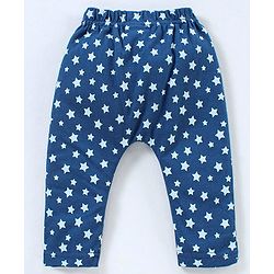 Babyhug Cotton Full Length Diaper Pants Panda & Star Print Pack Of 3 - Blue and Green