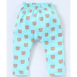 Babyhug Cotton Full Length Diaper Pants Panda & Star Print Pack Of 3 - Blue and Green