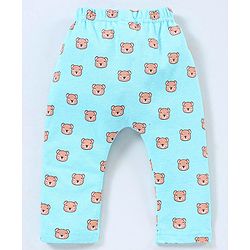 Babyhug Cotton Full Length Diaper Pants Panda & Star Print Pack Of 3 - Blue and Green