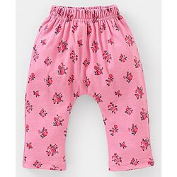 Babyhug Cotton Full Length Floral Print Diaper Leggings Pack of 3 - Pink & Purple