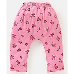 Babyhug Cotton Full Length Floral Print Diaper Leggings Pack of 3 - Pink & Purple