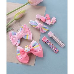 Babyhug Free Size Hair Clips Bow Design Pack of 6- Multicolor