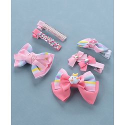 Babyhug Free Size Hair Clips Bow Design Pack of 6- Multicolor